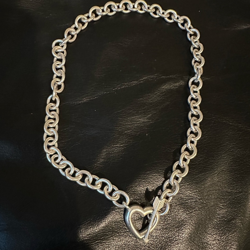 Vintage Tiffany and co. Sterling silver heart and arrow toggle necklace